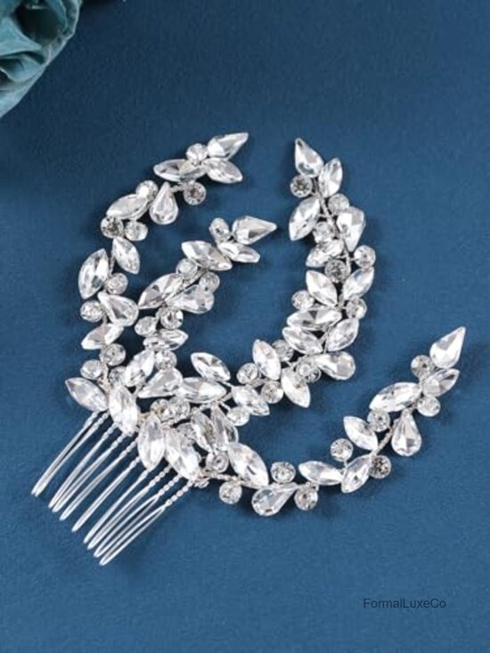 Rhinestone Bridal Hair Comb Wedding Headpiece Handmade Hair Accessory main image 4